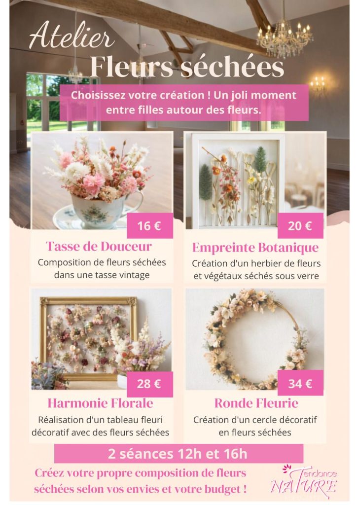 Atelier de créations en fleurs séchées au Château de Contremoret